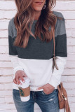 Work Daily Solid Patchwork O Neck Mid Waist Tops