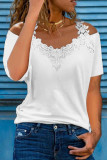 Fashion Casual Solid Patchwork V Neck T-Shirts
