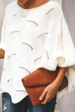 Fashion Elegant Solid Hollowed Out Patchwork O Neck Tops