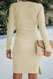 Fashion Casual Solid Patchwork V Neck Princess Dresses