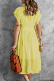 Casual Solid Buckle V Neck Waist Skirt Dresses
