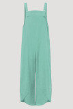 Casual Solid Buttons Capris Loose Jumpsuits