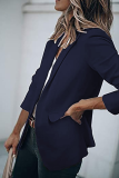 Fashion Solid Patchwork Turndown Collar Outerwear