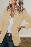 Fashion Solid Patchwork Turndown Collar Outerwear
