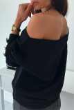Casual Solid Patchwork Buckle Oblique Collar Tops