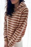 Casual Striped Patchwork Hooded Collar Tops