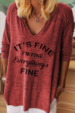 Casual Letter Basic V Neck Tops