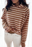Casual Striped Patchwork Hooded Collar Tops