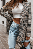 Casual Street Plaid Patchwork Buttons Turn-back Collar Outerwear