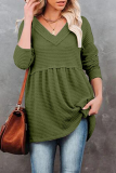 Casual Solid Patchwork Fold V Neck Tops