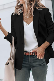 Fashion Solid Patchwork Turndown Collar Outerwear