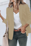Fashion Solid Patchwork Turndown Collar Outerwear