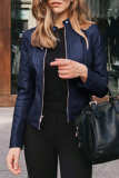 Street Elegant Solid Patchwork Zipper Mandarin Collar Outerwear