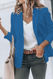 Fashion Solid Patchwork Turndown Collar Outerwear