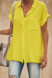 Casual Solid Patchwork Turndown Collar Tops