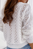 Fashion Solid Hollowed Out V Neck Tops
