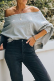 Casual Elegant Solid Patchwork Fold Off the Shoulder Tops