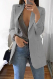 Casual Solid Patchwork Pocket Turndown Collar Outerwear