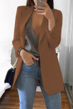 Casual Solid Patchwork Pocket Turndown Collar Outerwear