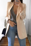 Casual Solid Patchwork Pocket Turndown Collar Outerwear