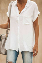 Casual Solid Patchwork Turndown Collar Tops