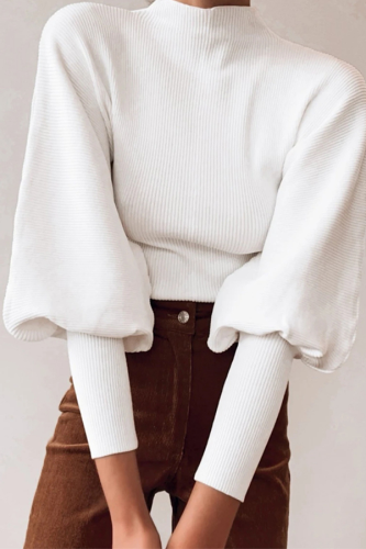 Casual Solid Patchwork Turtleneck Tops Sweater