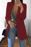 Casual Solid Patchwork Pocket Turndown Collar Outerwear