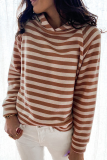 Casual Striped Patchwork Hooded Collar Tops
