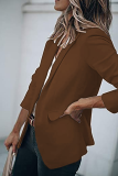 Fashion Solid Patchwork Turndown Collar Outerwear