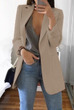 Casual Solid Patchwork Pocket Turndown Collar Outerwear