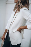 Fashion Solid Patchwork Turndown Collar Outerwear