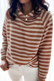 Casual Striped Patchwork Hooded Collar Tops