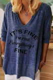 Casual Letter Basic V Neck Tops
