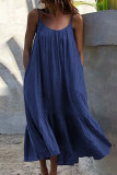Fashion Casual Solid Patchwork Spaghetti Strap Princess Dresses
