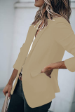 Fashion Solid Patchwork Turndown Collar Outerwear