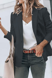 Fashion Solid Patchwork Turndown Collar Outerwear