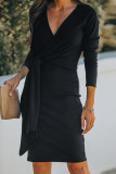 Fashion Casual Solid Patchwork V Neck Princess Dresses