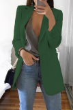 Casual Solid Patchwork Pocket Turndown Collar Outerwear