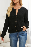 Casual Solid Buckle O Neck Tops Sweater
