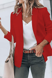 Fashion Solid Patchwork Turndown Collar Outerwear