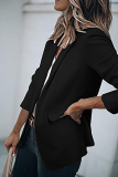 Fashion Solid Patchwork Turndown Collar Outerwear