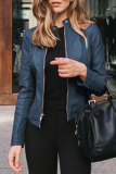 Street Elegant Solid Patchwork Zipper Mandarin Collar Outerwear