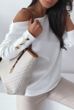 Casual Solid Patchwork Buckle Oblique Collar Tops