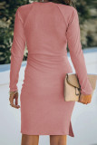 Fashion Casual Solid Patchwork V Neck Princess Dresses