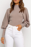 Casual Solid Patchwork Turtleneck Tops Sweater