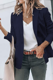 Fashion Solid Patchwork Turndown Collar Outerwear