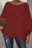 Fashion Elegant Solid Hollowed Out Patchwork O Neck Tops
