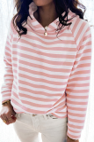 Casual Striped Patchwork Hooded Collar Tops