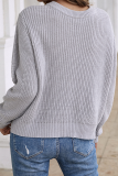 Casual Solid Buckle O Neck Tops Sweater