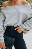 Casual Elegant Solid Patchwork Fold Off the Shoulder Tops